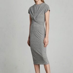AllSaints Grey Paloma Long Stripe Dress Size XS